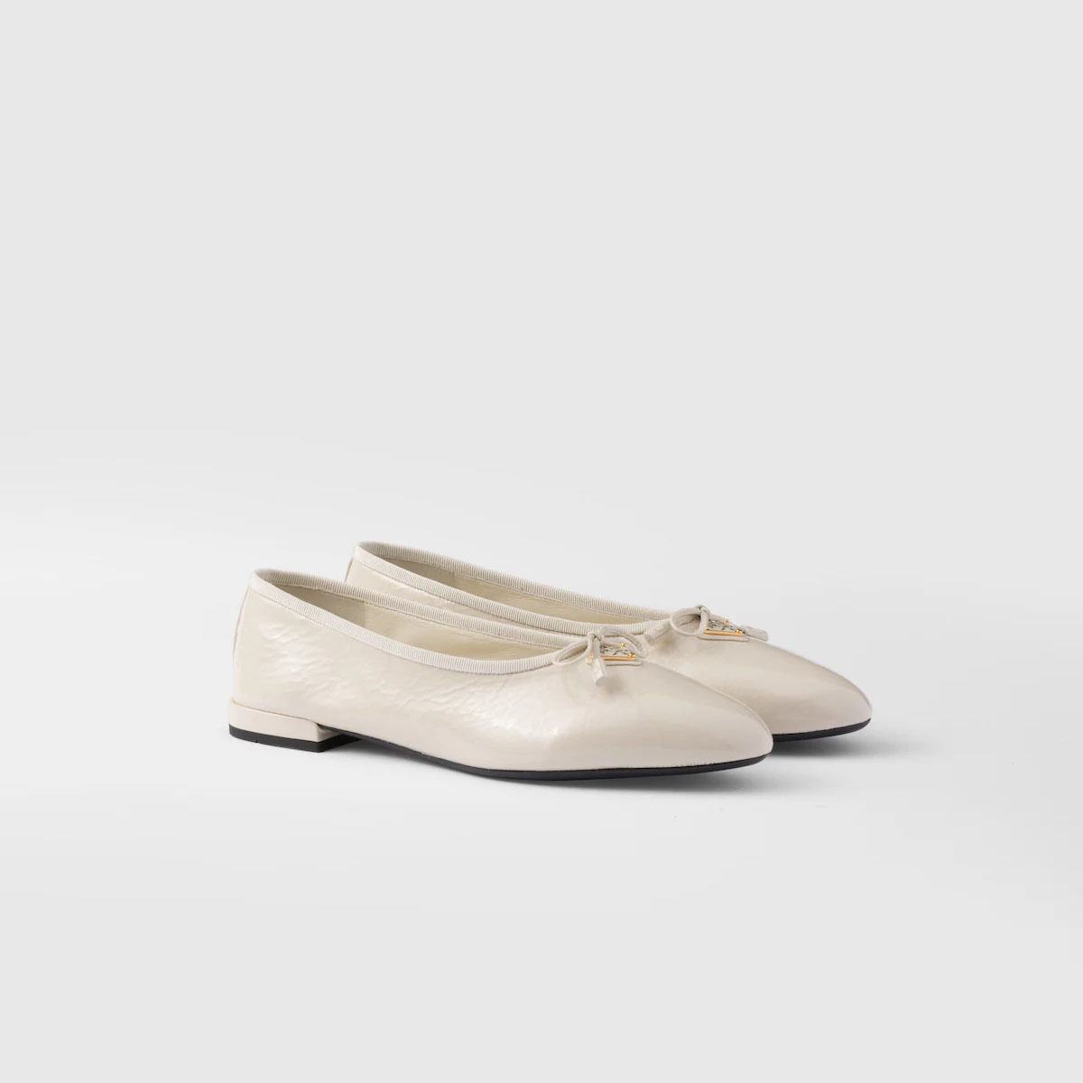 PRADA Patent paint leather Flat Shoes white Ballet Shoes