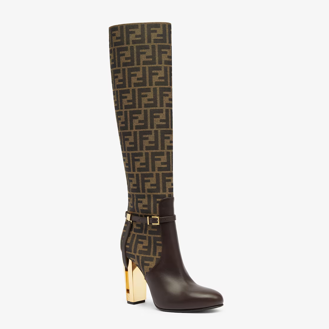 FENDI Brown leather high heeled boots