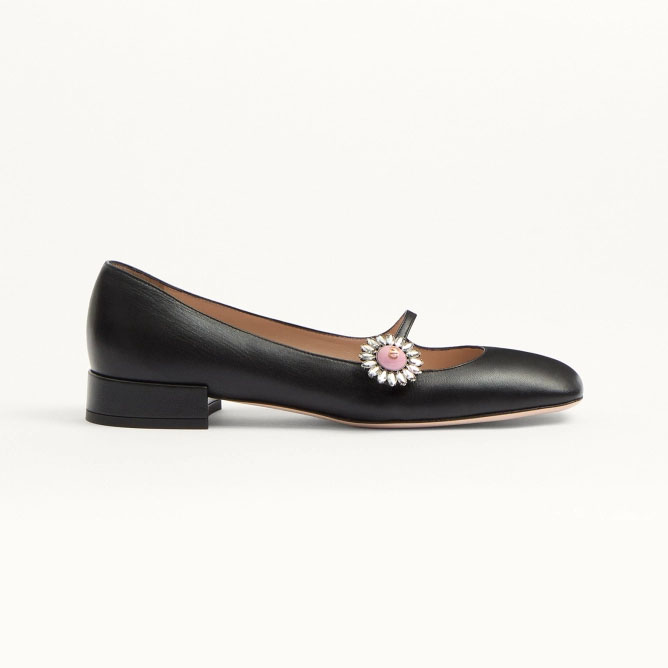 VALENTINO Sheepskin Mary Jane Ballet Flats (heel 2 cm high)