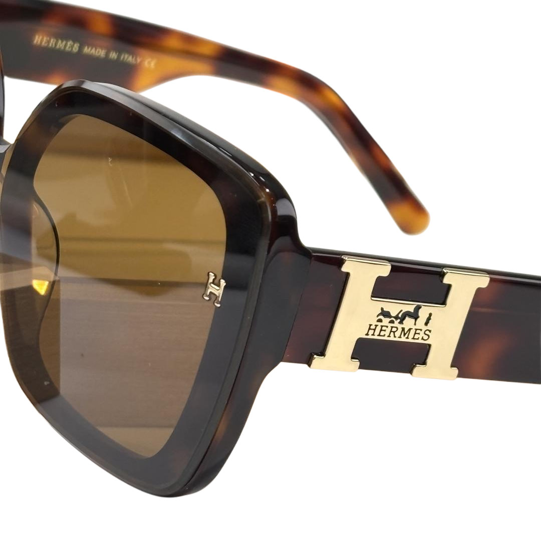 Hermès square frame glasses leopard/orange/black silver/black gold/green/green leopard color Size 55-18-145