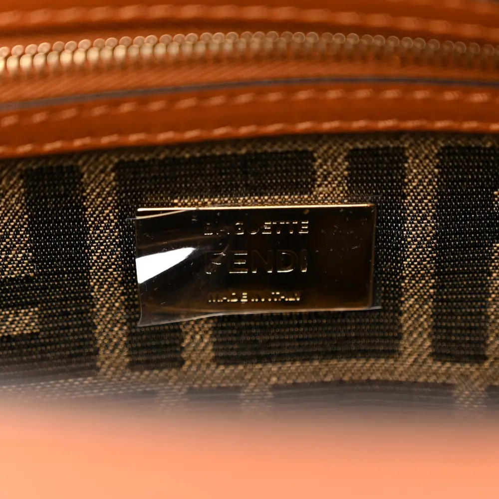 Fendi Small Baguette Brandy Shiny Nappa Leather Gold Hardware