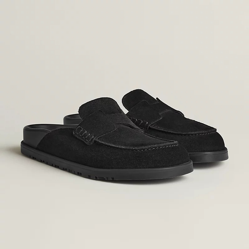 HERMES Go Mule Black Slippers