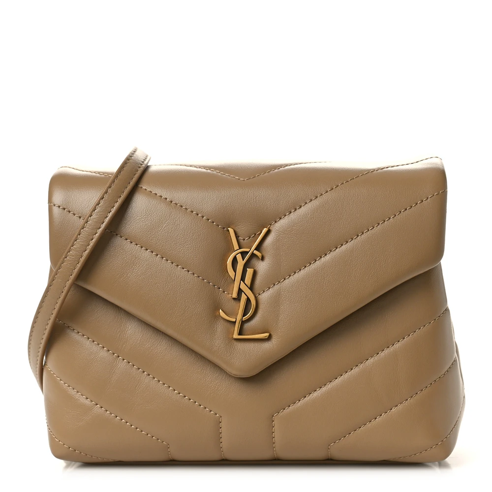 Saint Laurent Mini Loulou Crossbody Bag Dark Latte Y-Quilted Monogram Calfskin Leather Aged Gold Hardware