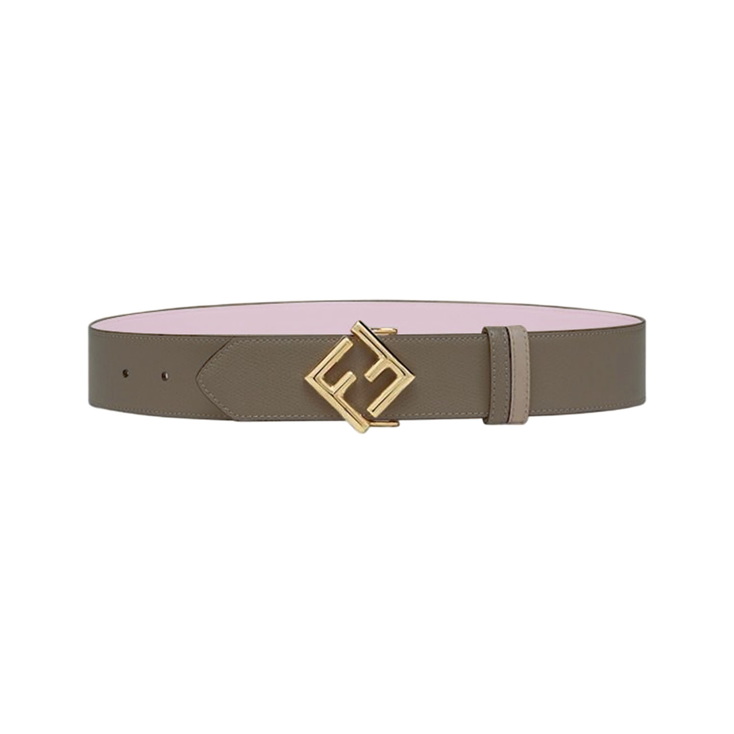 Fendi Women's FF Diamonds Reversible Belt In Beige/Pink Calfskin With Gold Hardware 38mm