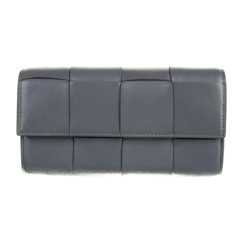 Bottega Veneta Large Continental Wallet Grey Lambskin Leather