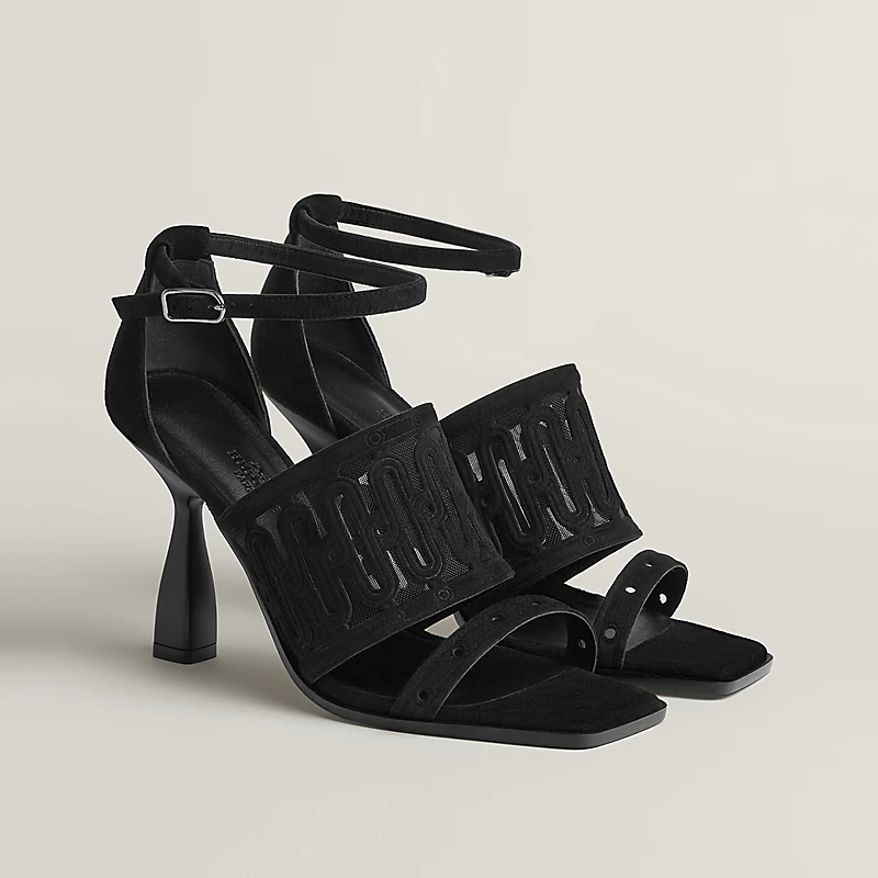 HERMES Jasmine Black High Heels Sandal
