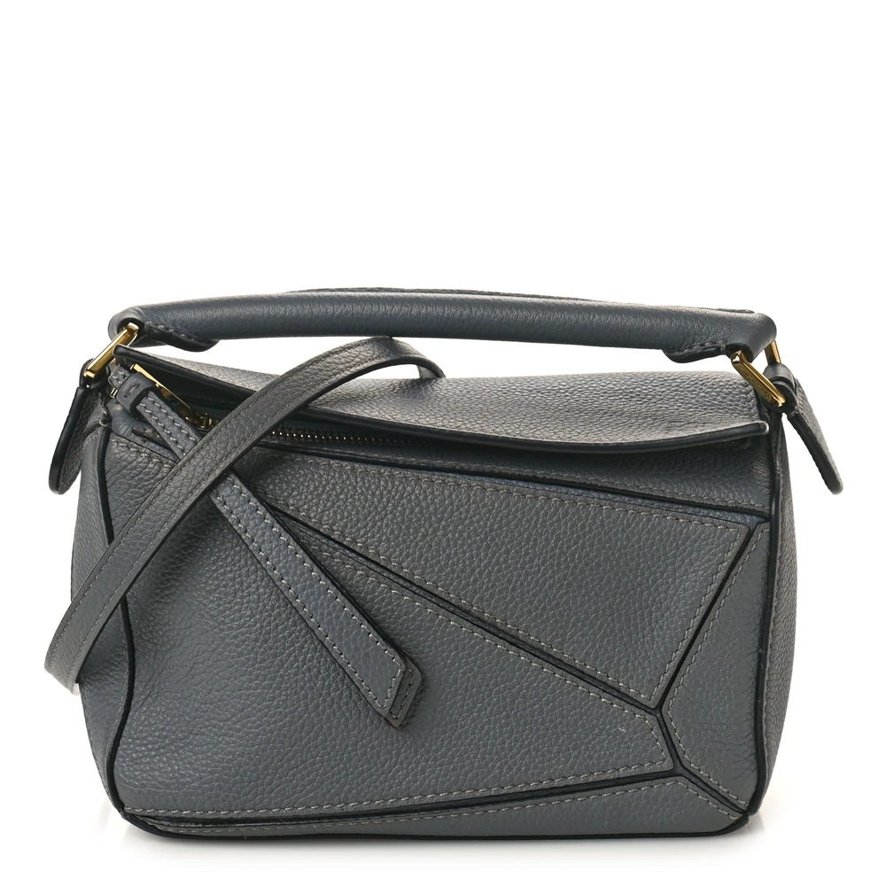 Loewe Puzzle Edge Bag Mini Gunmetal Soft Grained Calfskin Leather