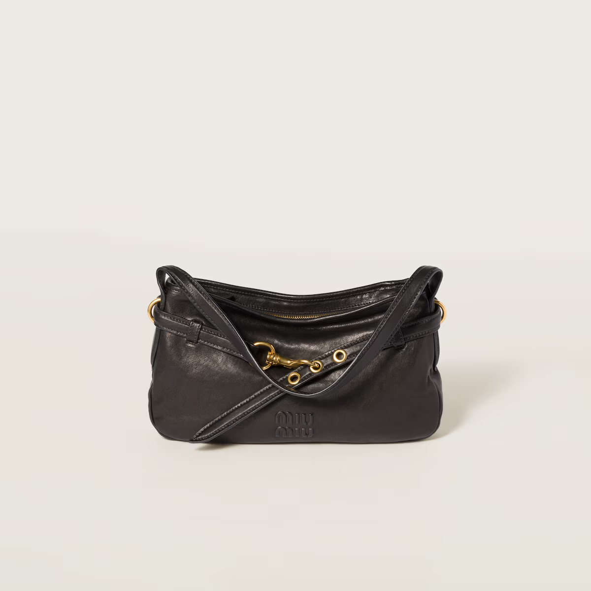 Miu Miu Aventure Nappa Quilted Lambskin Leather Black Shoulder Bags