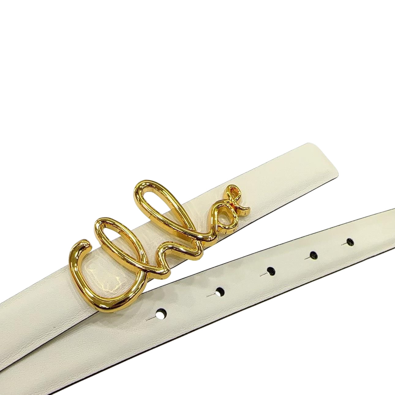 Chloe Logo Buckle Belt In White/Blue/Green/Orange/Black/Pink Calfskin With Gold Hardware 20mm