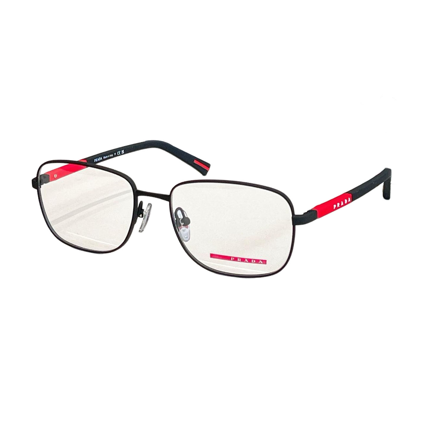 Prada square frame glasses silver/black/gun-black color transparent lens Size 54口19-145