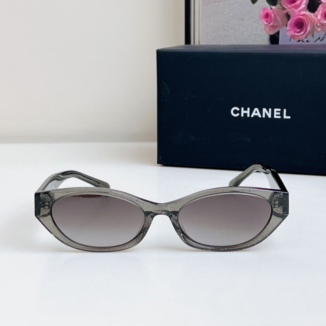 CHANEL round frame glasses gun black color SIZE 54-19-145