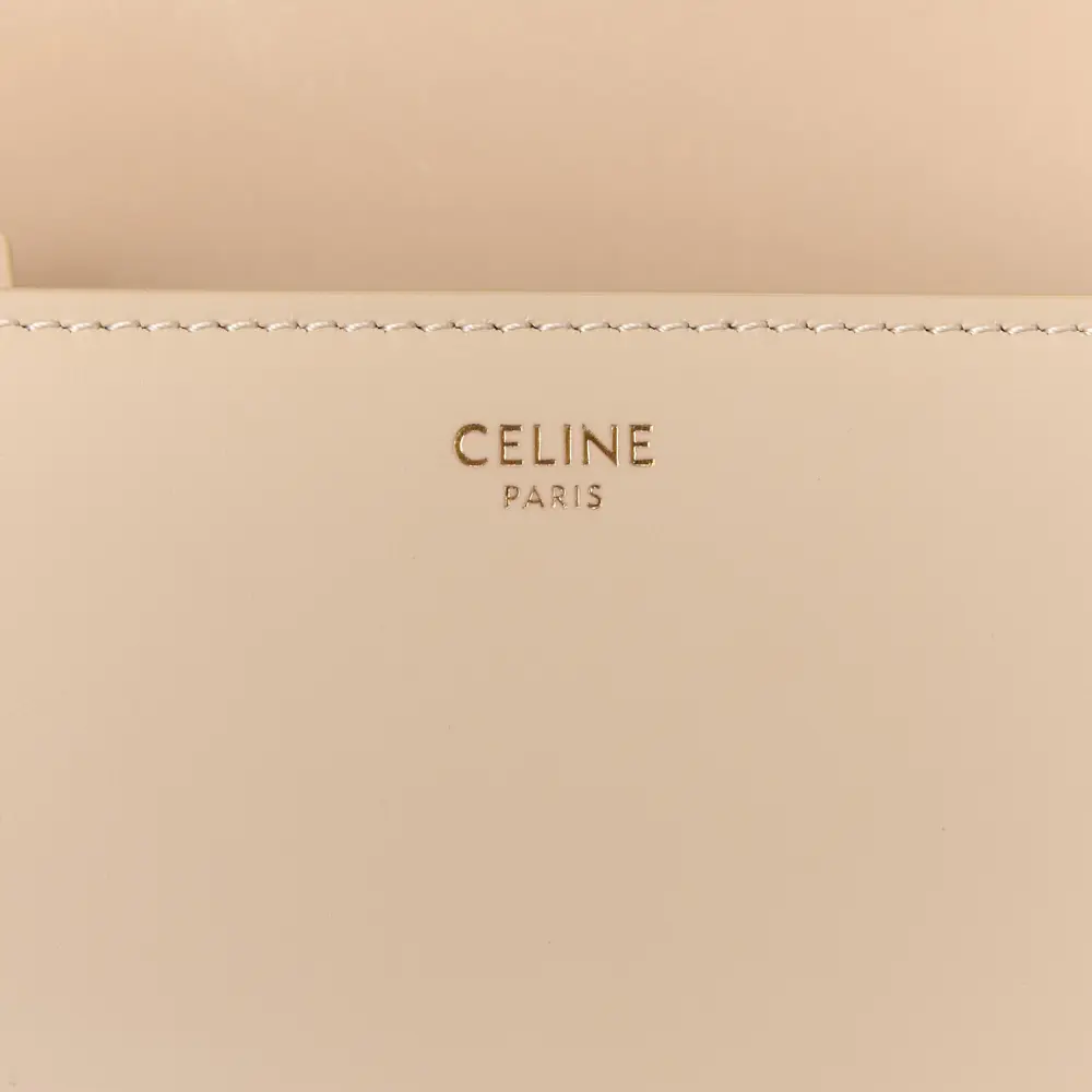 Celine Medium Triomphe Bag Nude Shiny Calfskin Leather Gold Hardware