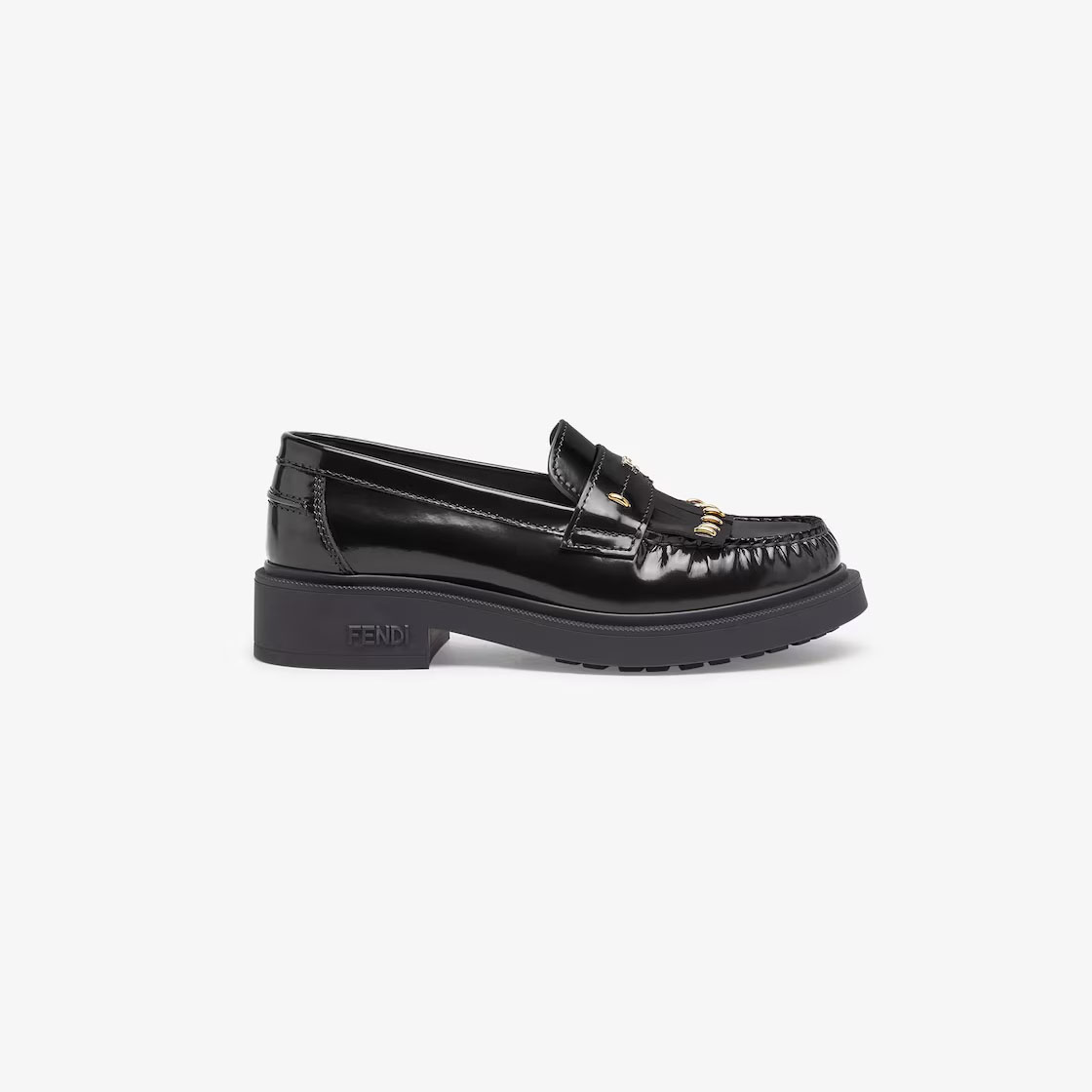 FENDI Black leather loafers