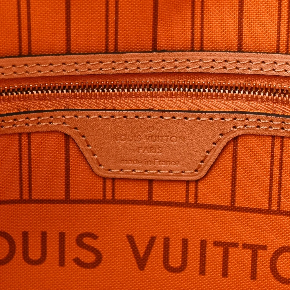 Louis Vuitton Braided Neverfull MM Damier Azur Canvas Orange Interior