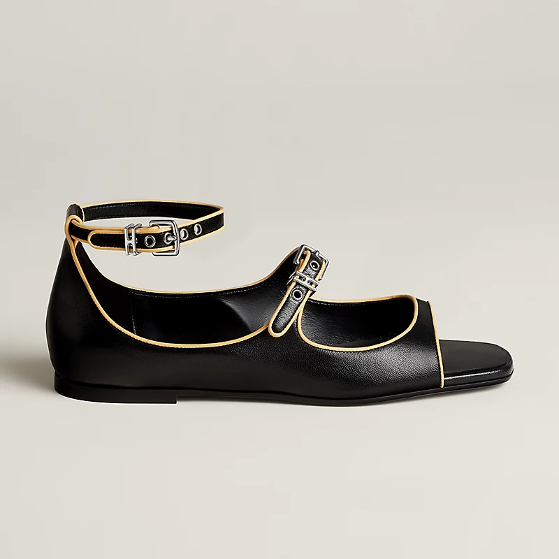 HERMES Kristen black Slingheeled sandals
