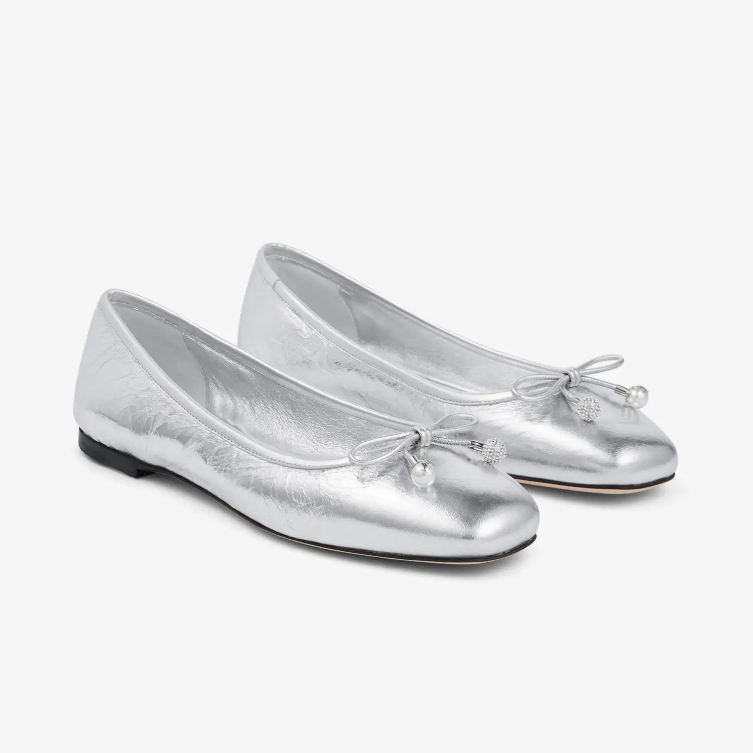 JIMMY CHOO Silver leather flats