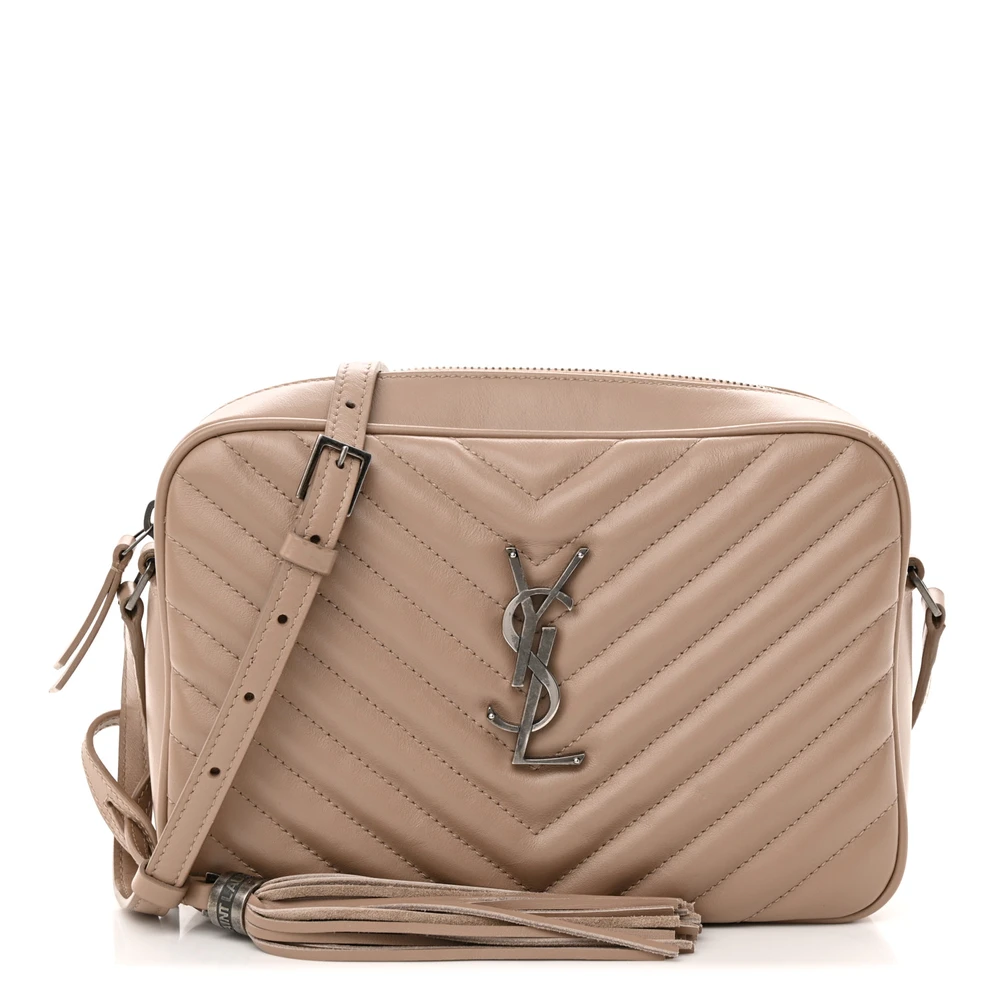 Saint Laurent Medium Lou Camera Bag Dark Beige Monogram Calfskin Matelasse Leather Ruthenium Hardware