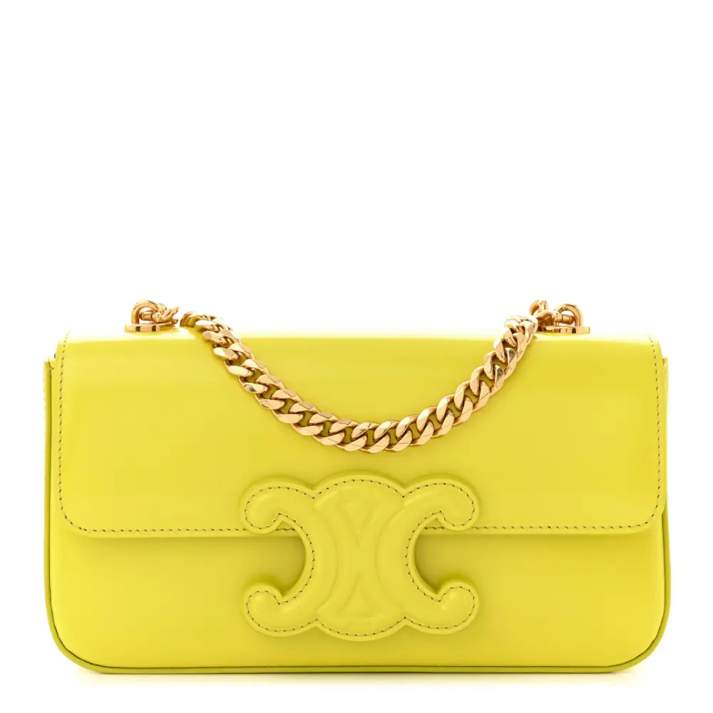 Celine Small Cuir Triomphe Chain Shoulder Bag Anis Shiny Calfskin Leather Gold Hardware