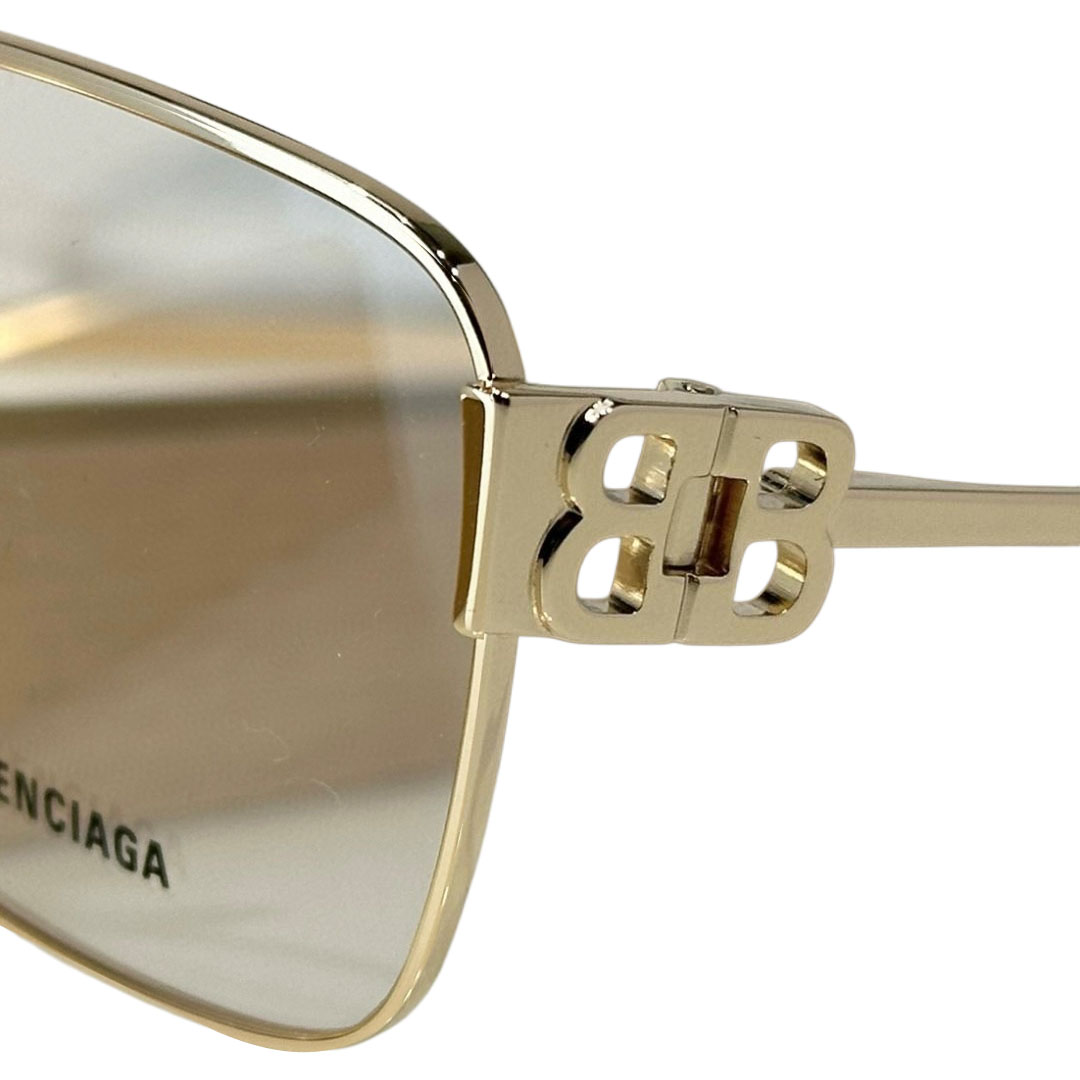 Balenciaga square frame glasses gold/silver color transparent lens Size 57-18-145