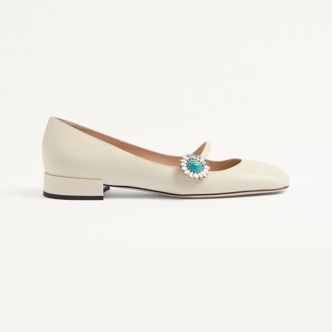 VALENTINO Sheepskin Mary Jane Ballet Flats (heel 2 cm high)