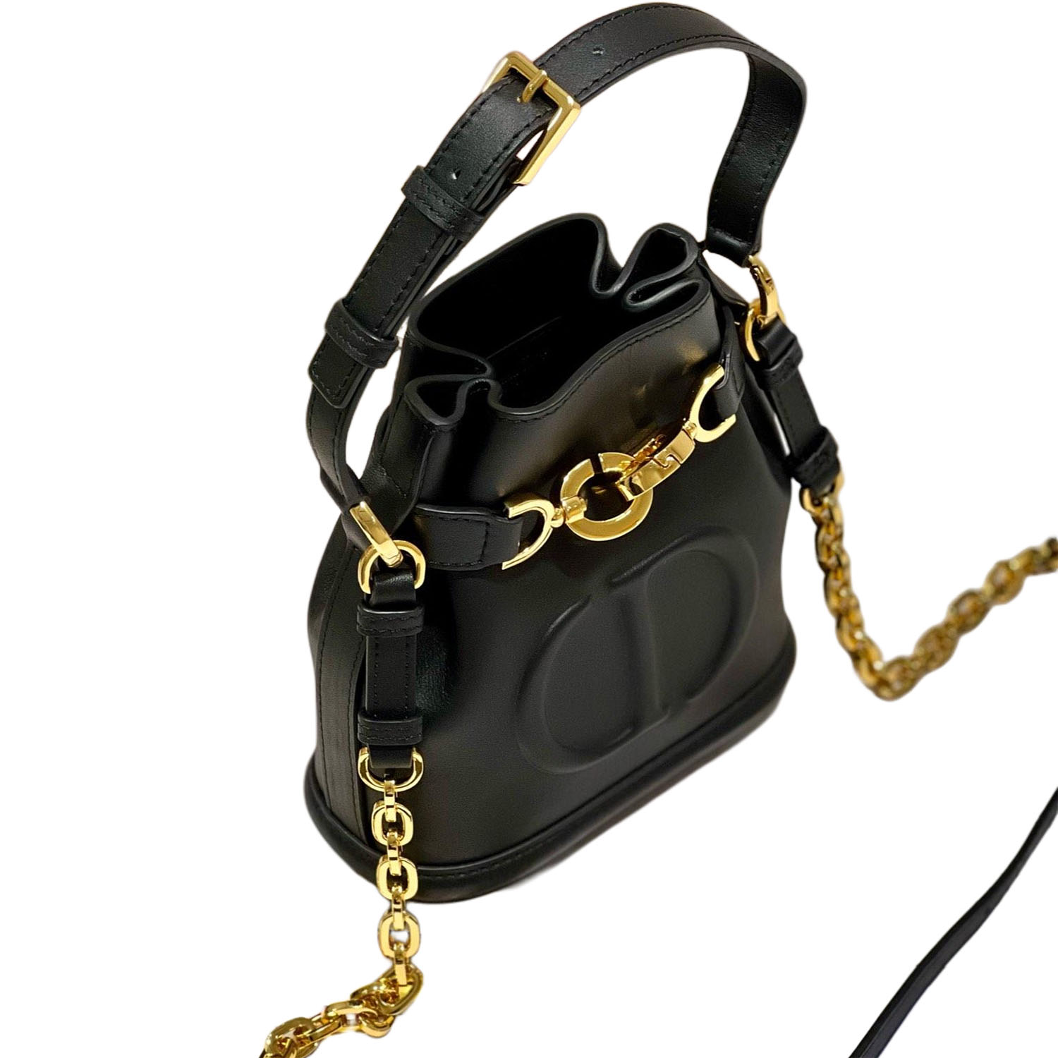 Dior Small C'est Dior Bag In Black/Brown CD-Embossed Calfskin With Gold Hardware
