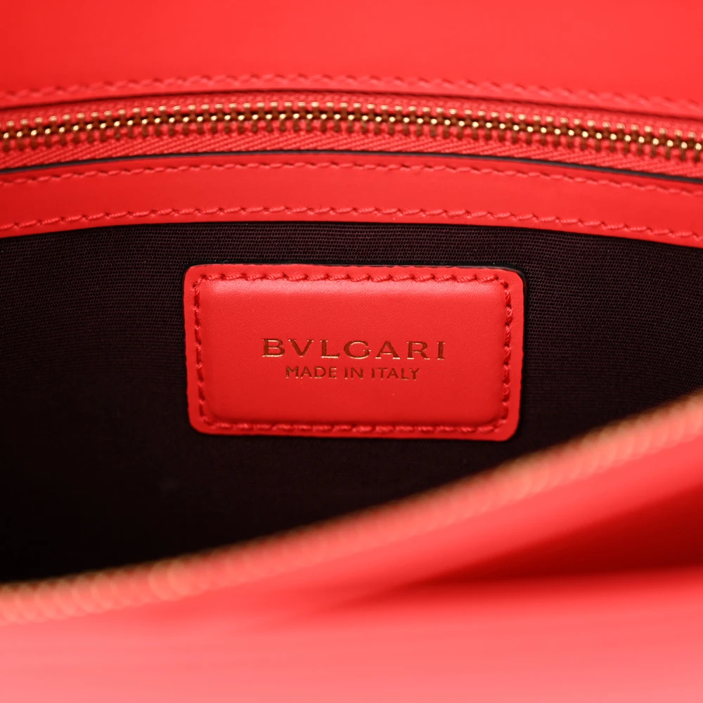 Bvlgari Medium Serpenti Forever Shoulder Bag Red Calfskin Leather Gold Hardware