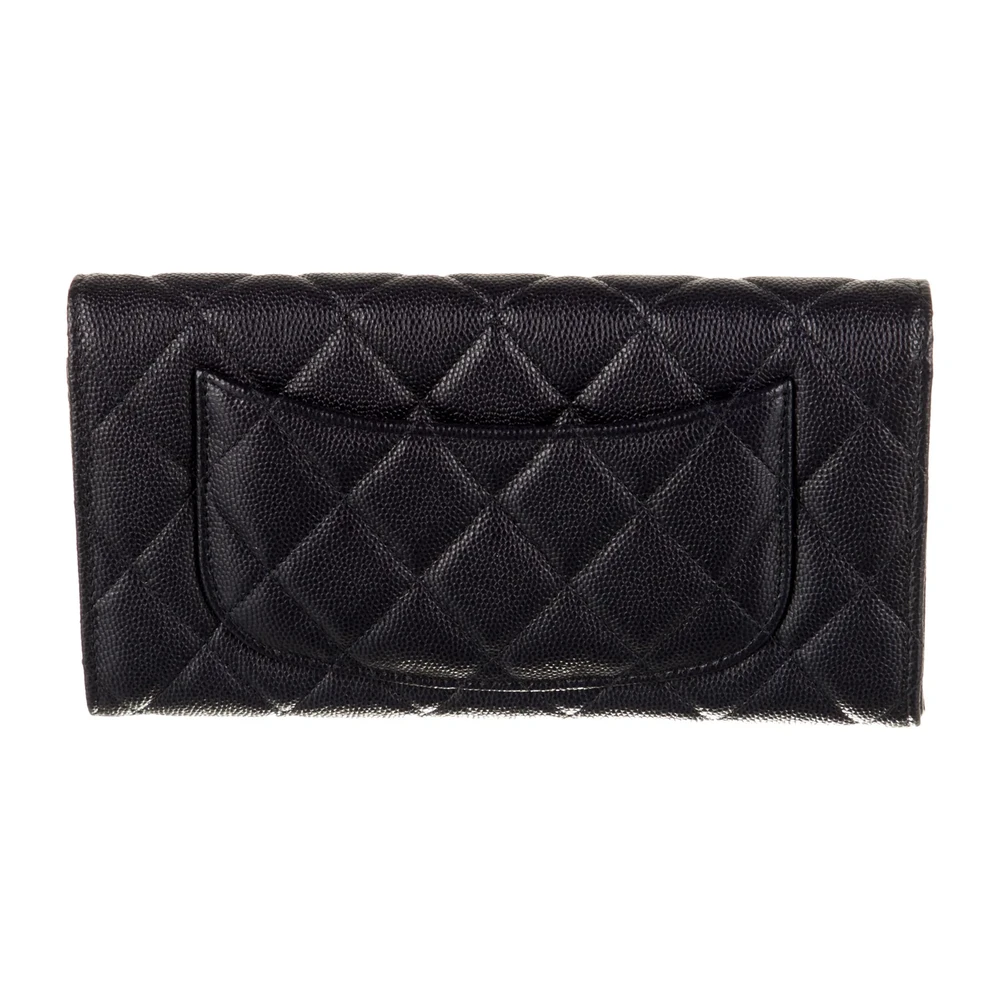 Chanel Medium Interlocking CC Logo Continental Wallet Blue Lambskin Leather Gold Hardware