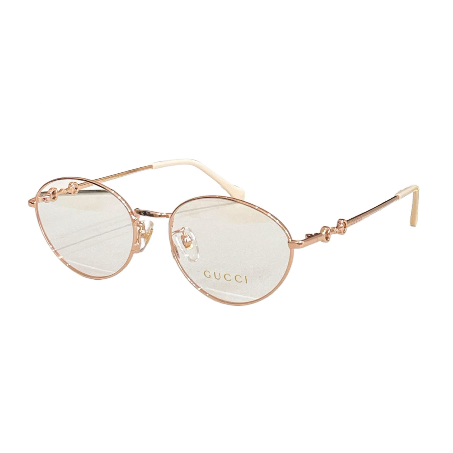 Gucci Round frame glasses rose gold/leopard gold/silver color transparent lens Size 54口18-140