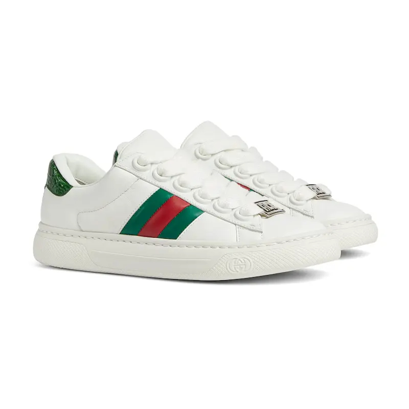 Gucci Ace series white sneakers woven fabric women's sports shoes