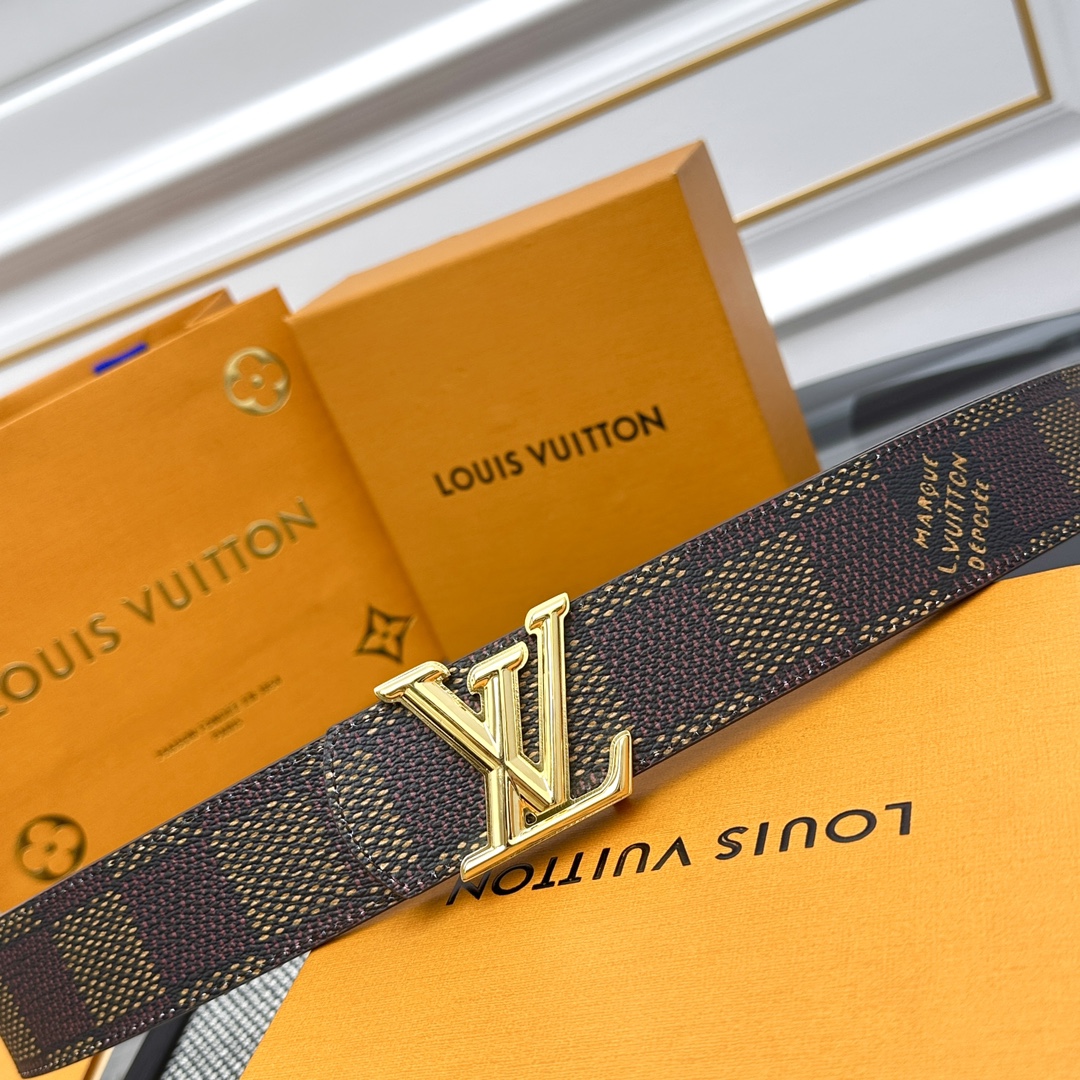 Louis Vuitton Men's Dimension Reversible Belt In Brown/Black Calfskin With Gold/Silver Hardware 40mm