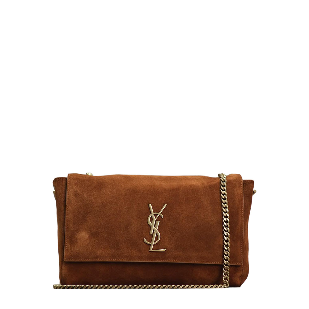 Saint Laurent Khaki Kate Reversible Chain Bag (Suede & Smooth Leather / Suede & Crocodile Pattern) Crossbody Bags