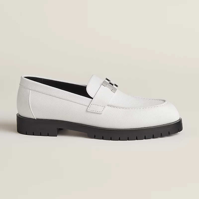 HERMES Faubourg white Loafers