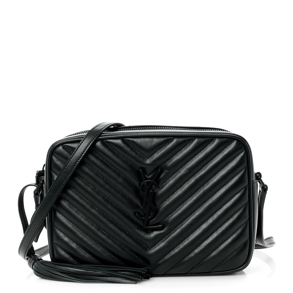 Saint Laurent Medium Lou Camera Bag Black Monogram Calfskin Matelasse Leather Black Hardware
