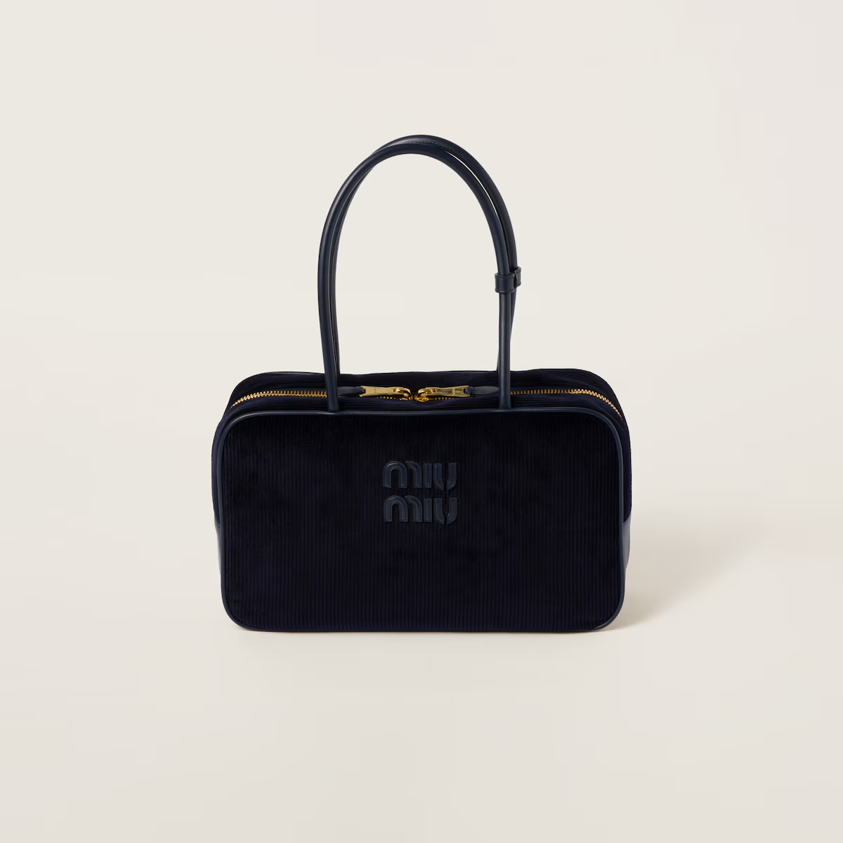 Miu Miu Aventure Nappa Corduroy Blue Top-Handle Bags