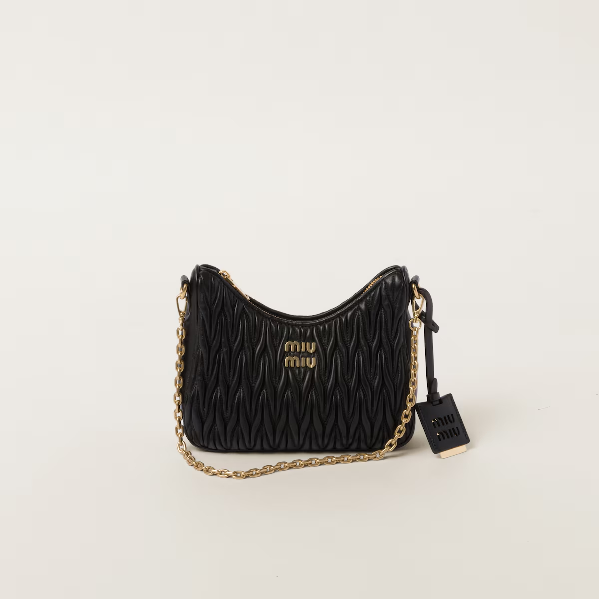 Miu Miu Matelassé Quilted Lambskin Leather Black Crossbody Bags
