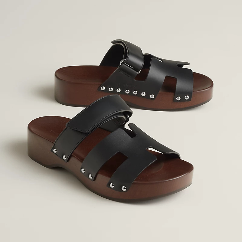 HERMES  Kos Slippers High-heeled slippers Black High Heels Sandal