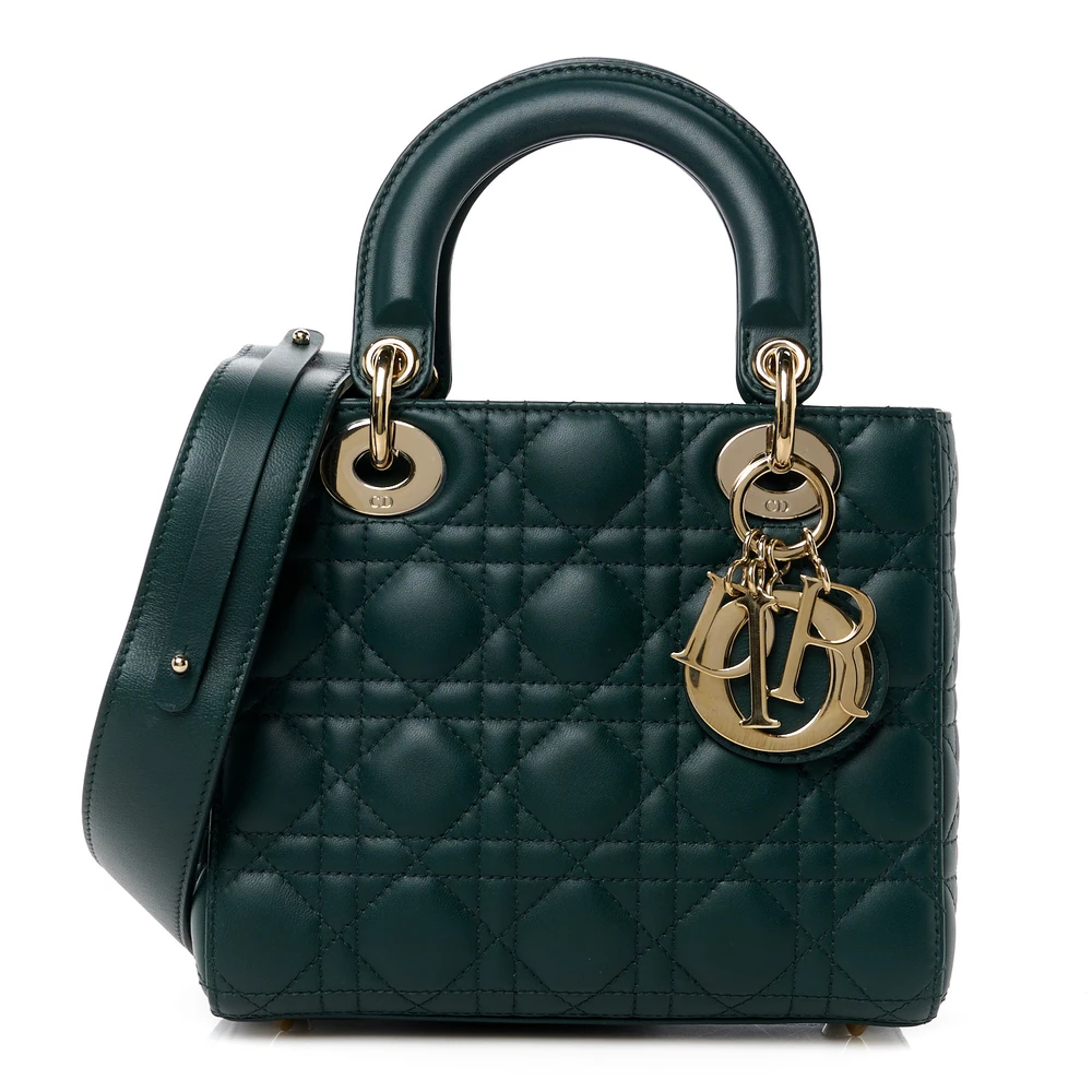 Dior Small My ABCDior Lady Dior Dark Green Lambskin Leather Gold Hardware