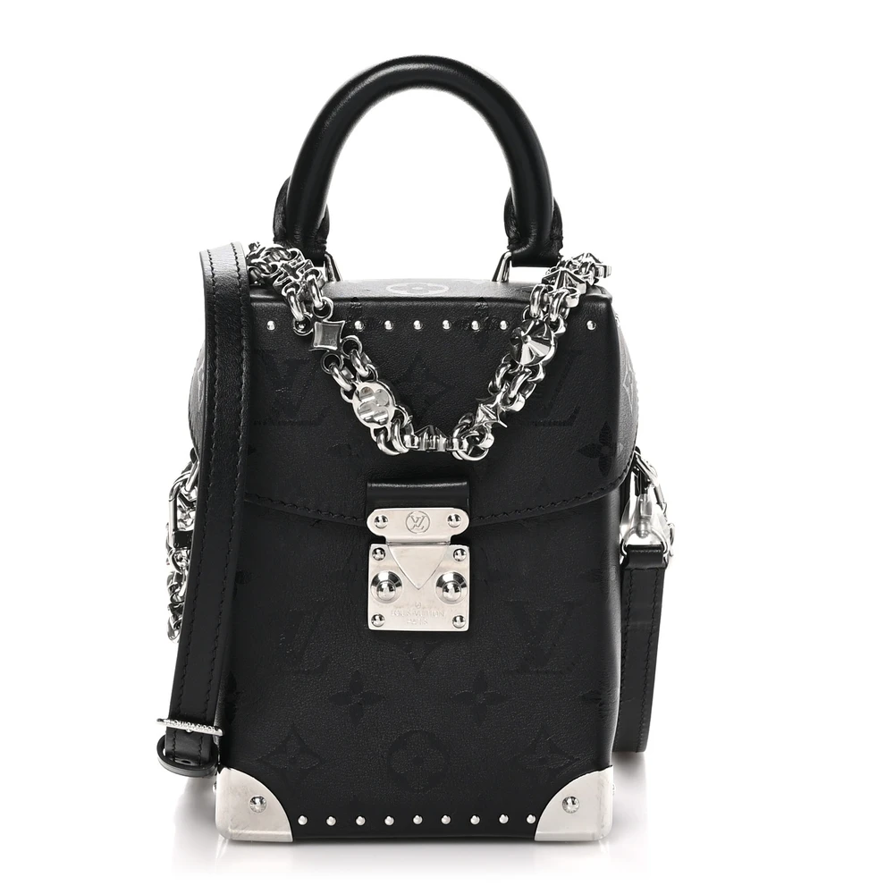 Louis Vuitton Print Camera Box PM Black Monogram Calfskin Leather Silver Hardware