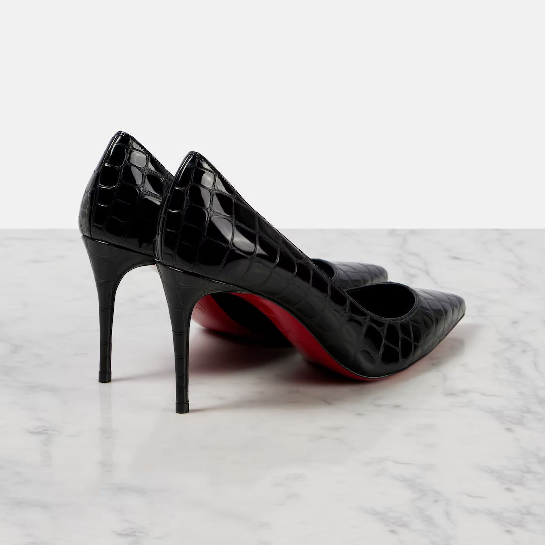Christian Louboutin Black imitation crocodile leather heels