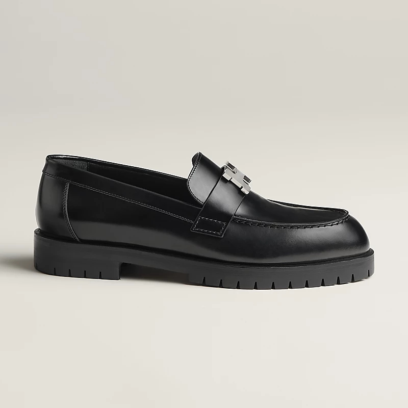 HERMES Faubourg Black Loafers