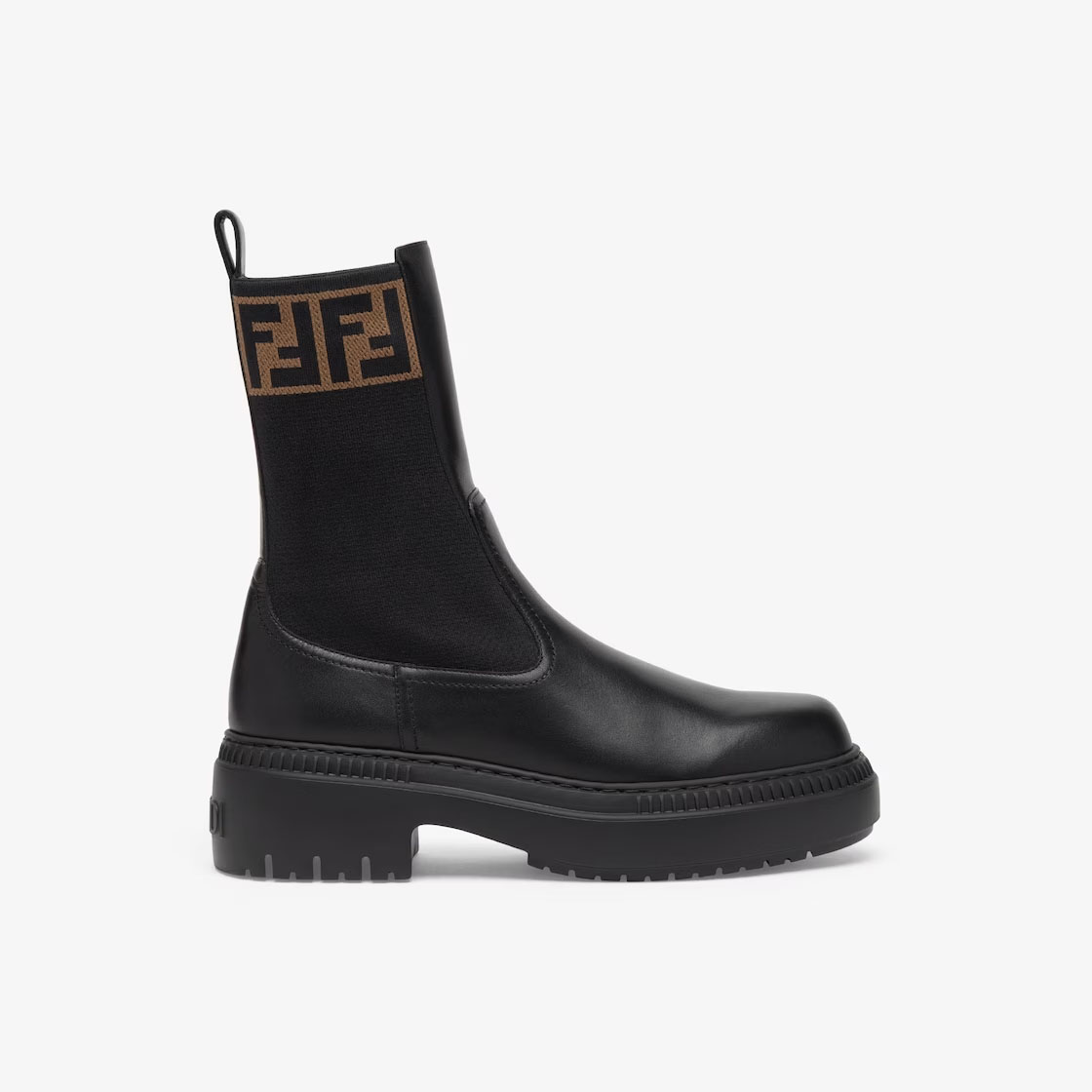 FENDI Black leather ankle boots