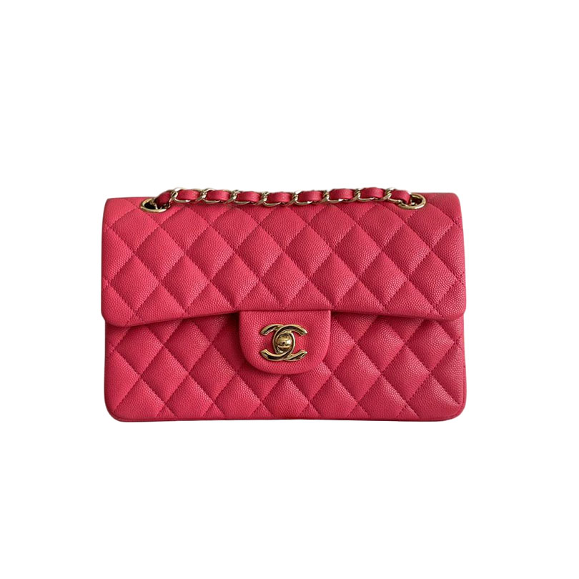 Chanel CF Rose red / Apricot color / Yellow / Blue  Quilted Caviar Leather Crossbody Bags