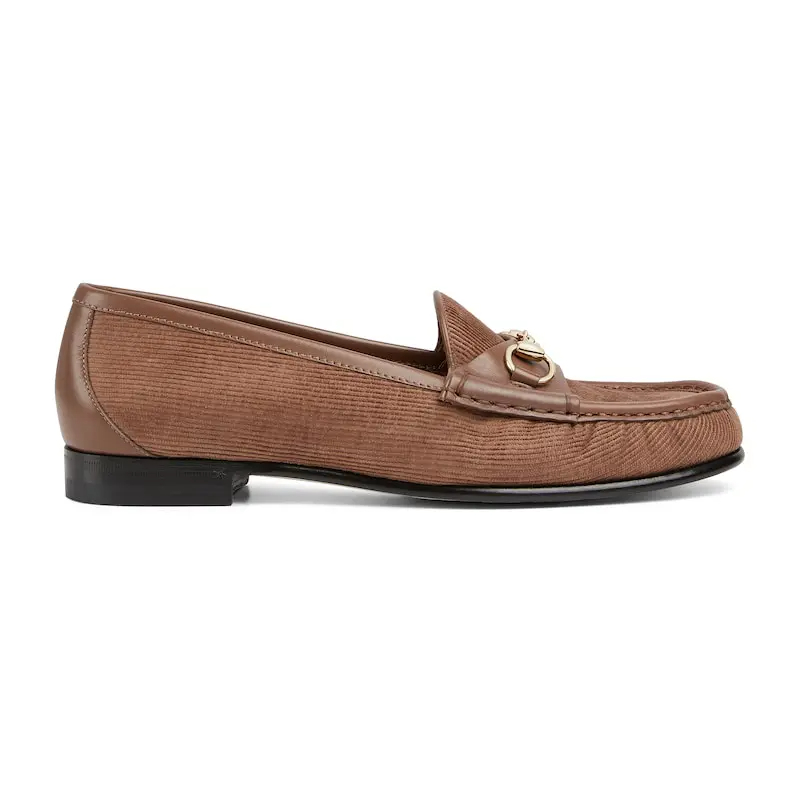 Gucci brown horse bit buckle flat bottom Loafers