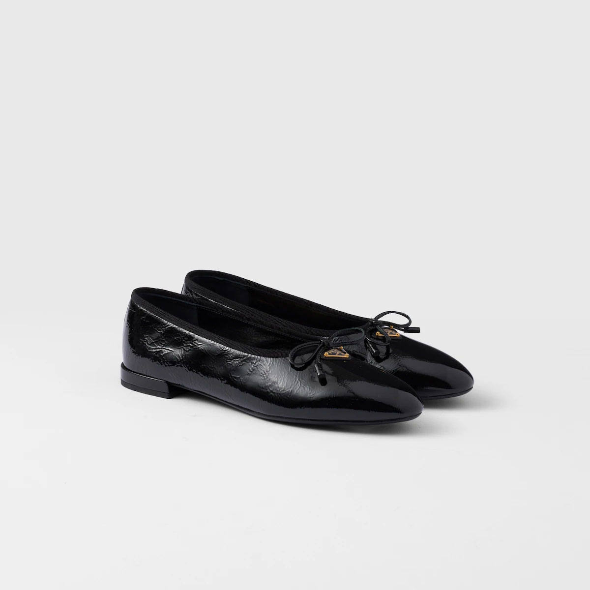 PRADA Patent paint leather Flat Shoes Black Ballet Shoes