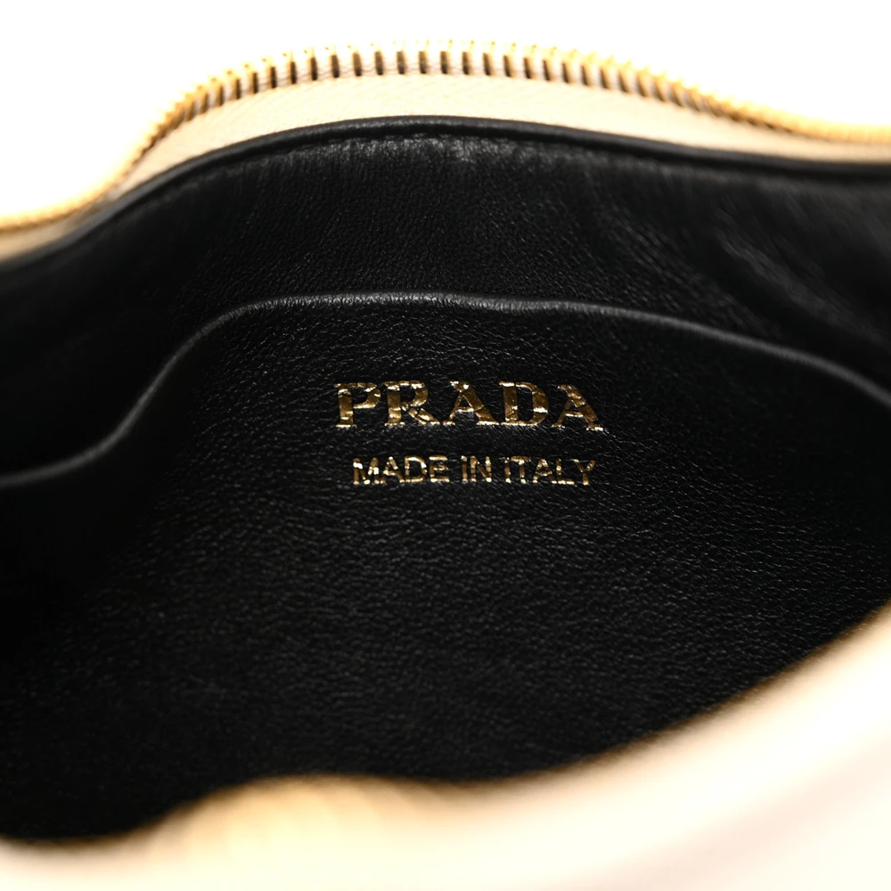 Prada Medium Arque Shoulder Bag White Soft Calfskin Leather Gold Hardware