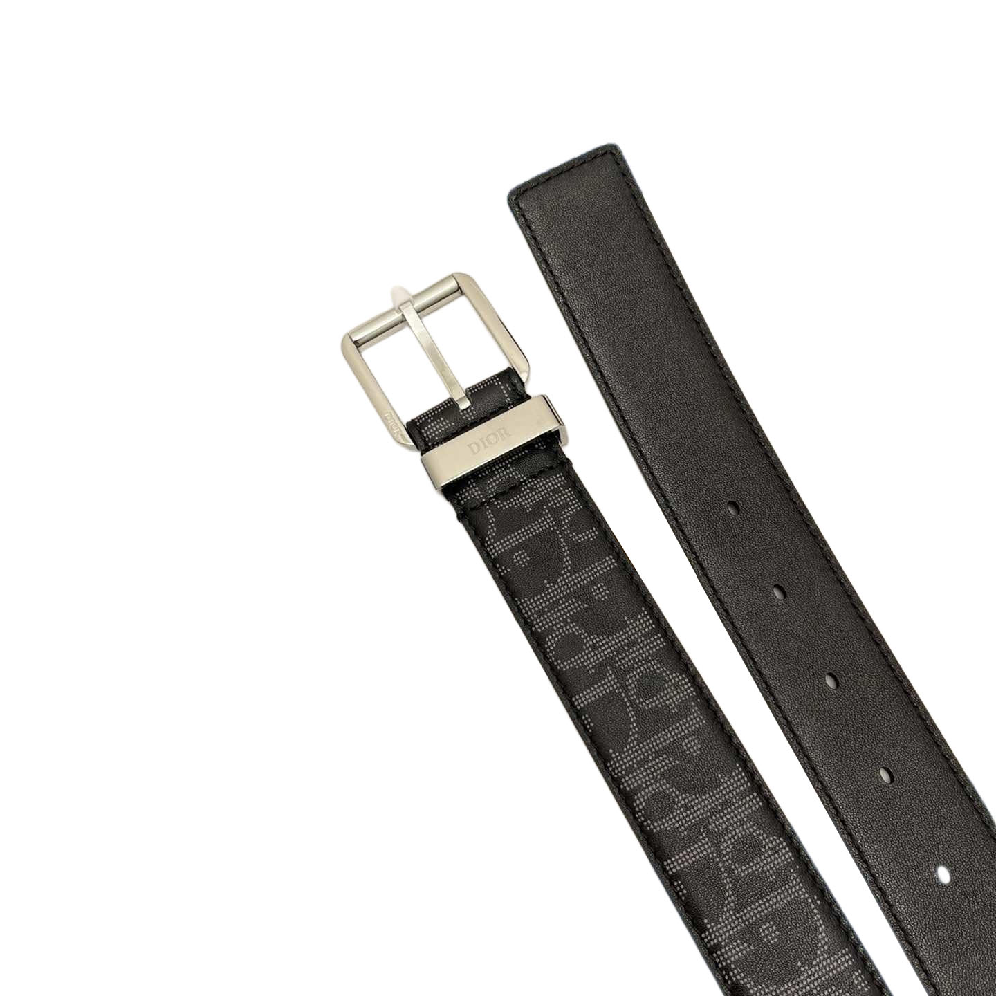 Dior Men' s 30 Montaigne Avenue Belt In Black Grained Calfskin With Silver/Gold Hardware 35mm