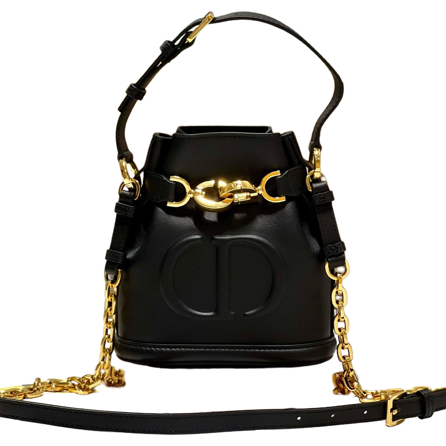 Dior Small C'est Dior Bag In Black/Brown CD-Embossed Calfskin With Gold Hardware