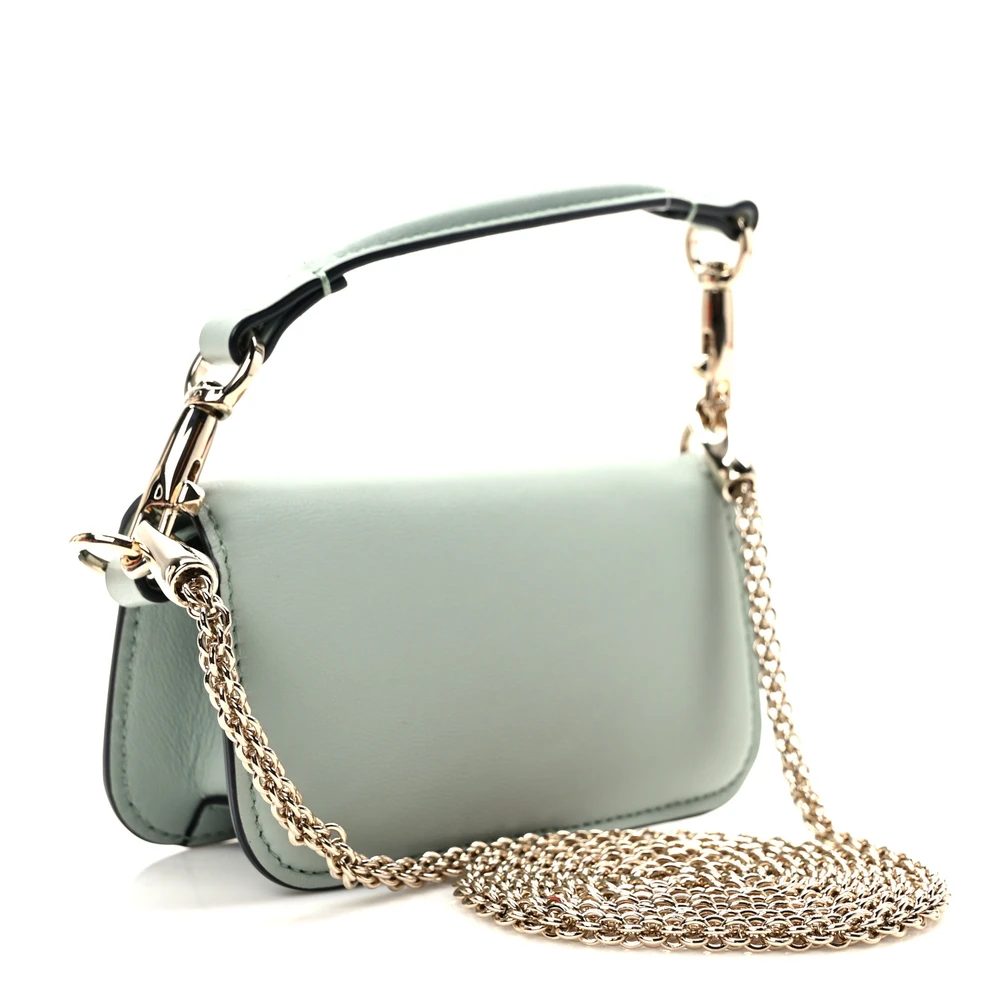 Valentino Garavani Crystal VLogo Micro Locò Shoulder Bag Morning Dew Calfskin Leather Incognito Hardware