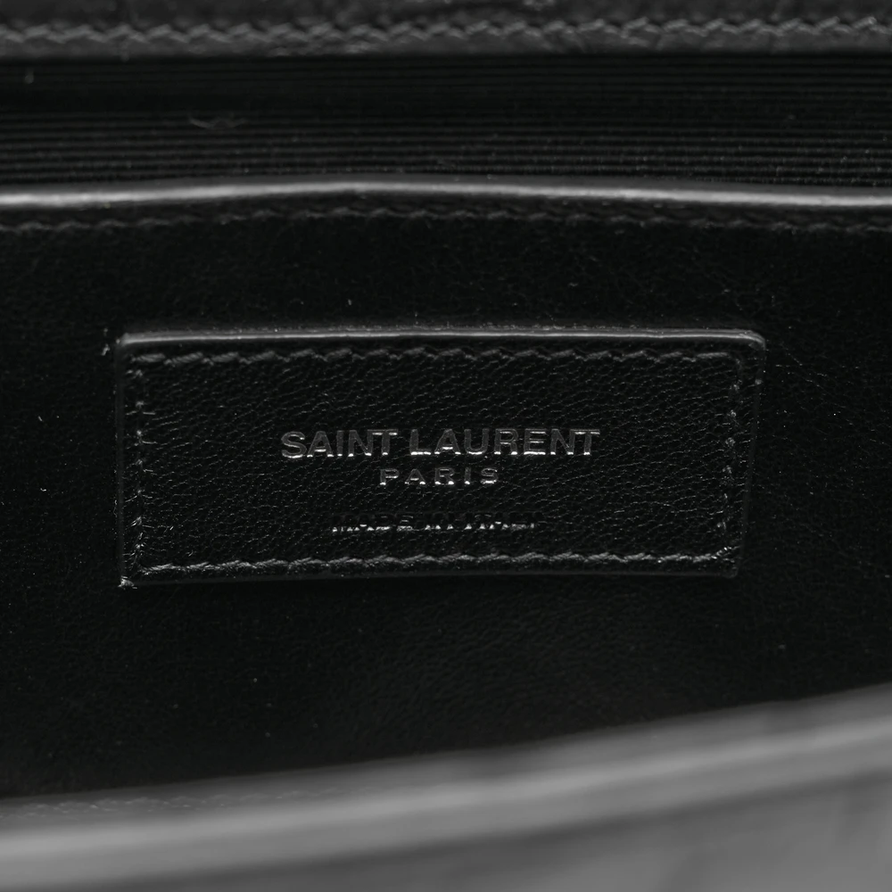 Saint Laurent Medium Kate Tassel Satchel Black Embossed Classic Monogram Calfskin & Crocodile Leather Silver Hardware