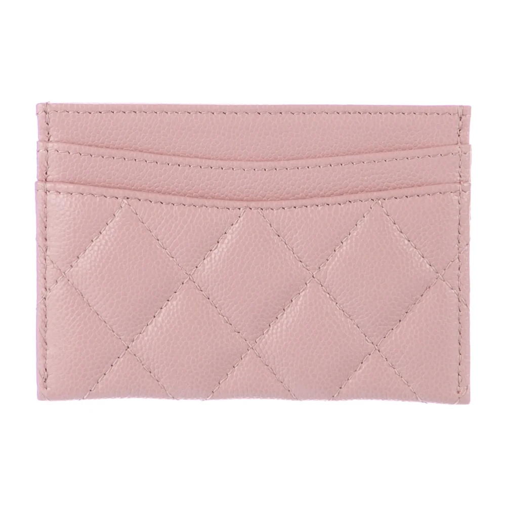 Chanel Small Card Holder Pink Quilted Leather Silver Hardware